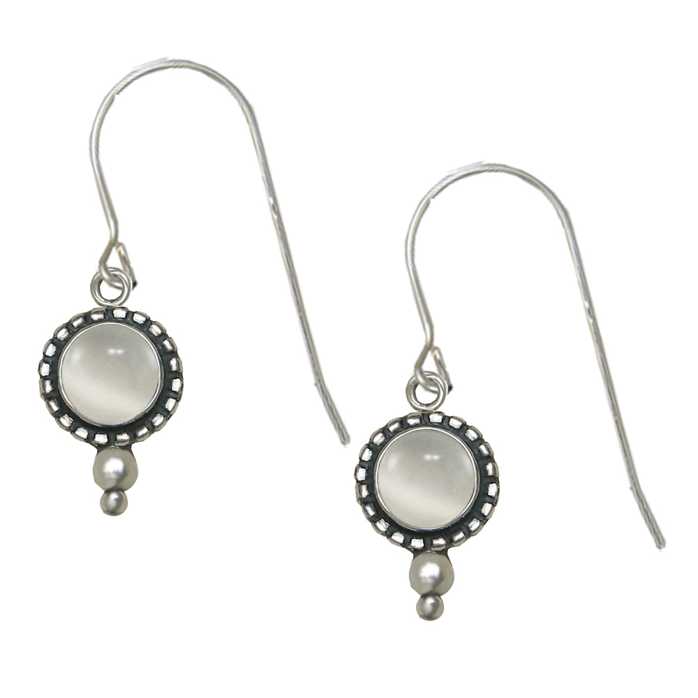 Sterling Silver White Moonstone Gemstone Drop Dangle Earrings